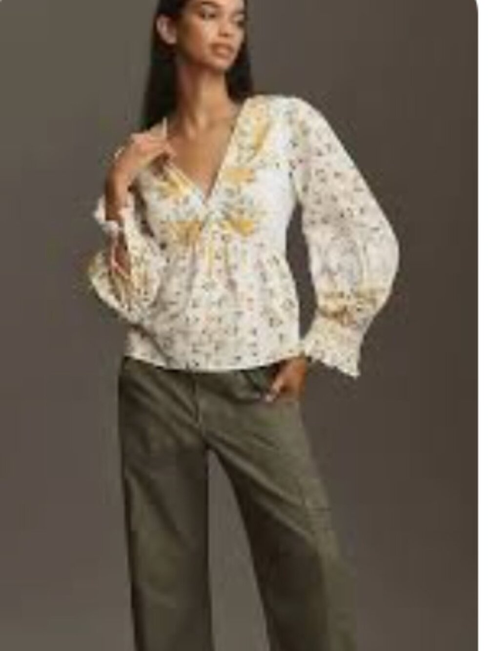 FARM Rio for Anthropologie Floral Embroidered Puff-Sleeve Blouse - NWOT  Small - Picture 3 of 8